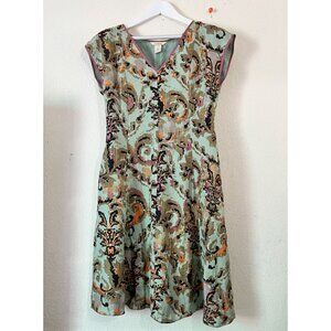 Sundance Womens 100% Silk Floral A-Line Dress Size 6 Multicolor Cap Sleeve Lined